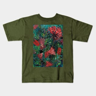 Flower Trio in Red Kids T-Shirt